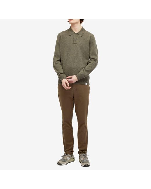 Norse Projects Green Marco Merino Lambswool Polo Shirt for men