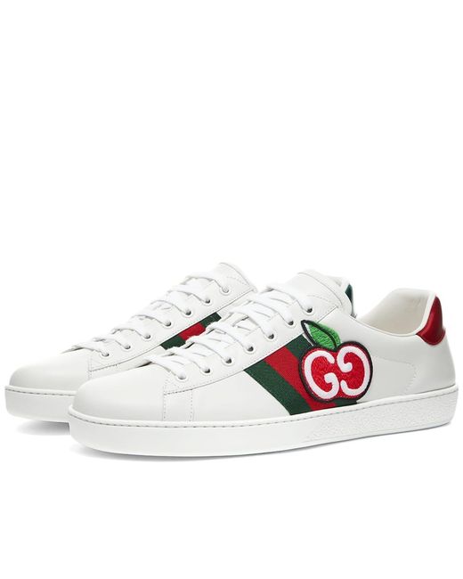Gucci Leather GG Apple Ace Sneakers in White for Men | Lyst