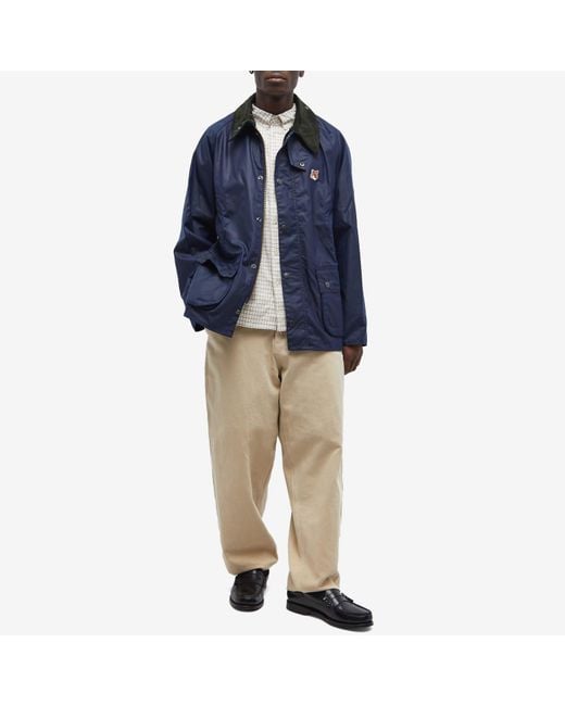 Barbour X Maison Kitsuné Beaufort Wax Jacket in Blue for Men | Lyst