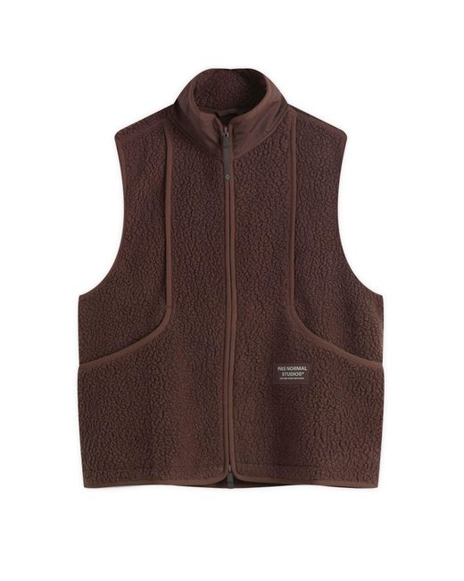 Pas Normal Studios Brown Off-Race Pile Fleece Vest for men
