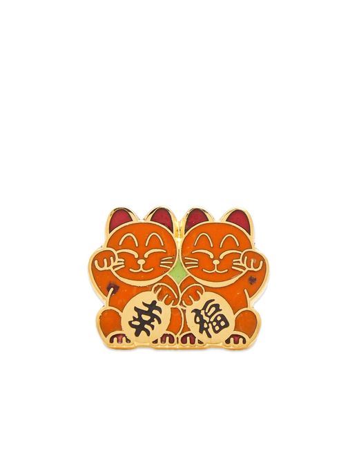BEAMS Japan Orange Lucky Cat Pin Badge