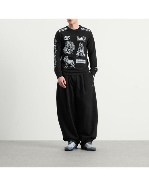 Champion Black X Aries Sponsor Long Sleeve T-Shirt for men