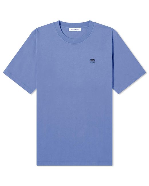 WOOD WOOD Blue Bobby Double Logo T-Shirt for men