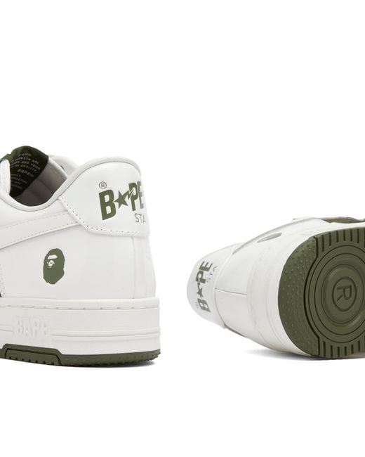 A Bathing Ape White Negative Bape Sta Sneaker for men