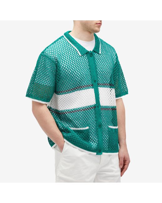 F/CE Green Mesh Knitted Short Sleeve Shirt for men