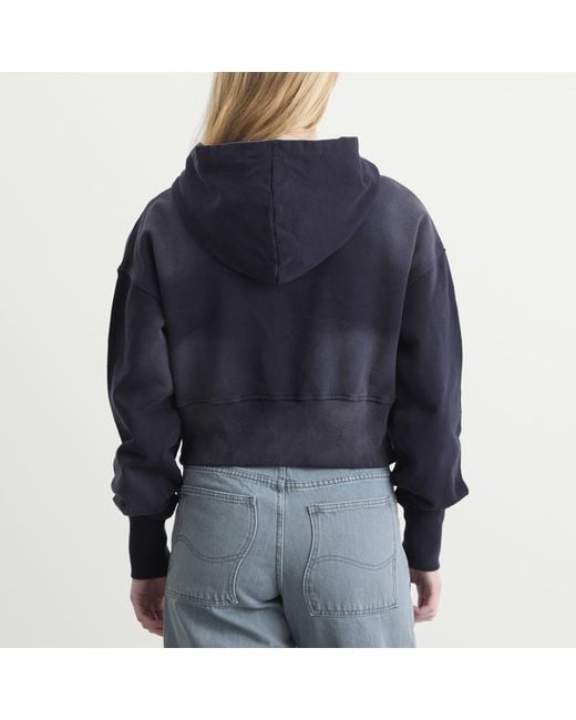 Dime Blue Crop Zip Hoodie