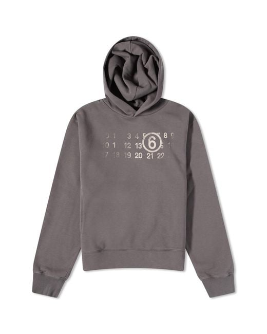 MM6 by Maison Martin Margiela Gray Distressed Logo Hoodie for men