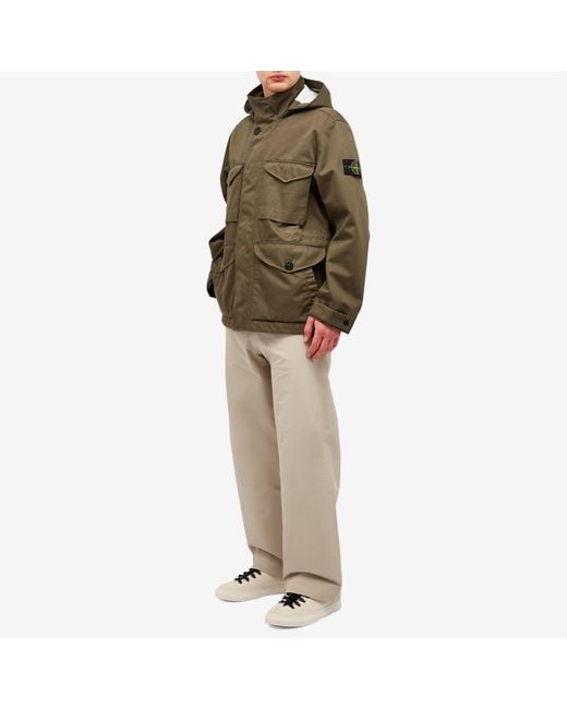 Stone Island Green Raso Gommato 3L Field Jacket for men