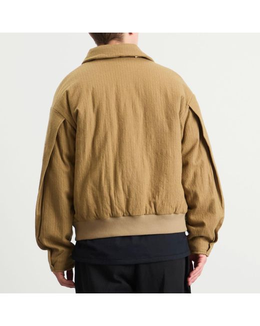 Merely Made Natural Wool Stripe Bomber Jacket for men