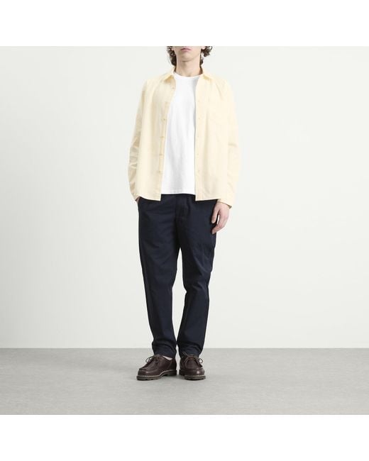 Folk White Embroidery Direction Babycord Shirt for men