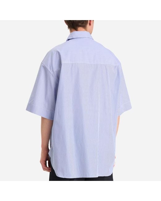 Studio Nicholson Blue Sorono Stripe Short Sleeve Shirt for men