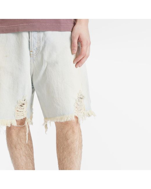 Acne White Forge U X Melange Face Denim Shorts for men