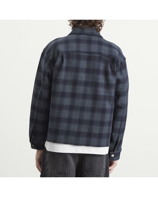 About Blank Blue Plaid Zipped Overshirt for men