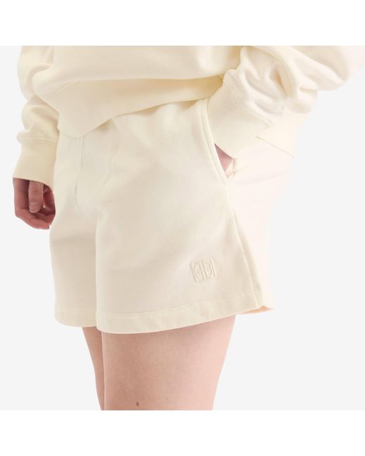 Anine Bing Natural Kam Framed Monogram Shorts
