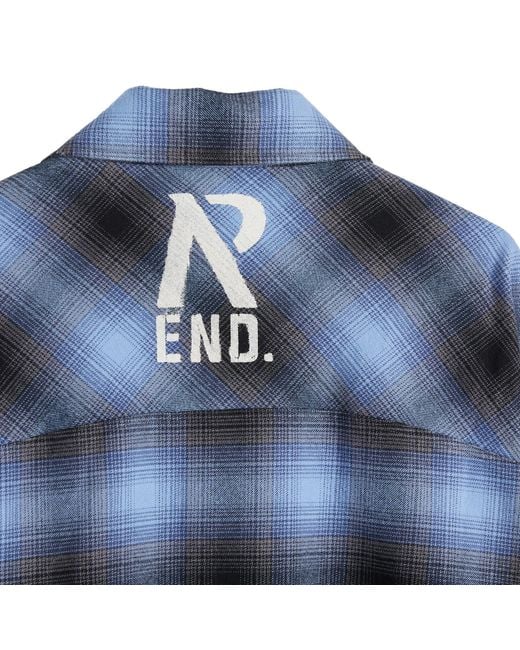 Represent Blue End. X Distressed Flannel Shirt