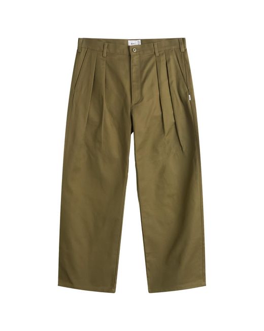(w)taps Green Two Tuck Wide Trousers for men