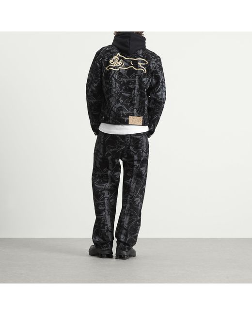 ICECREAM Black Tree Camo Denim Trucker Jacket for men