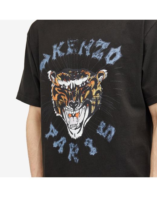 KENZO Black Drawn Varsity Oversize T-Shirt for men