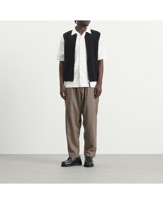 Universal Works Black Wool Fleece Zip Waistcoat for men