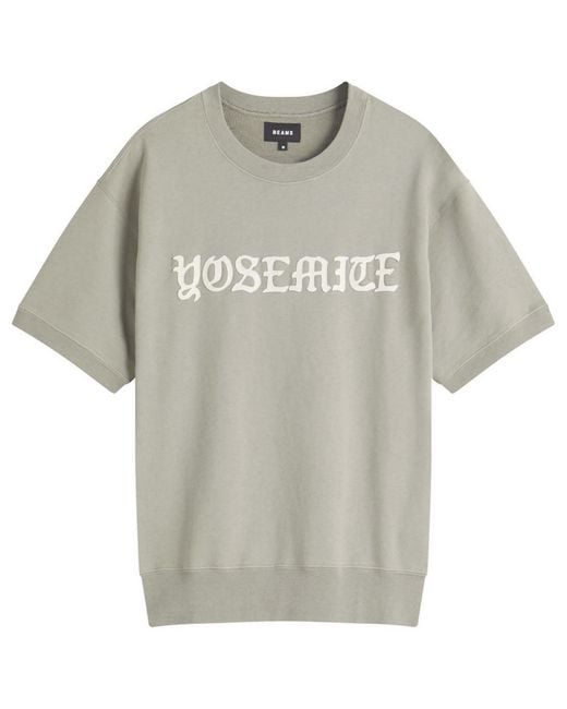 Beams Plus Gray Print Short Sleeve Sweat for men