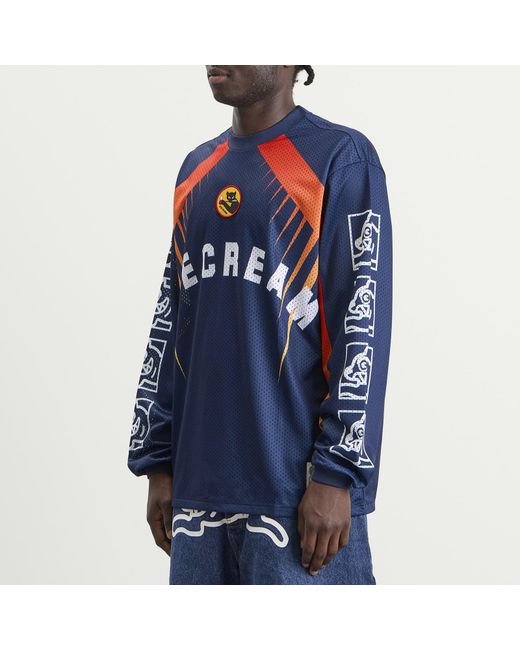ICECREAM Blue Moto Racer Ls Mesh Shirt for men