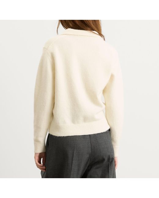 DUNST White Open Collar Knit Jumper