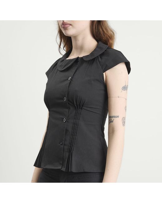 Peachy Den Black Missy Asymmetric Blouse