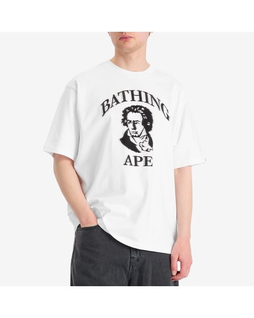 A Bathing Ape White Beethoven Graphic Relaxed Fit Tee for men
