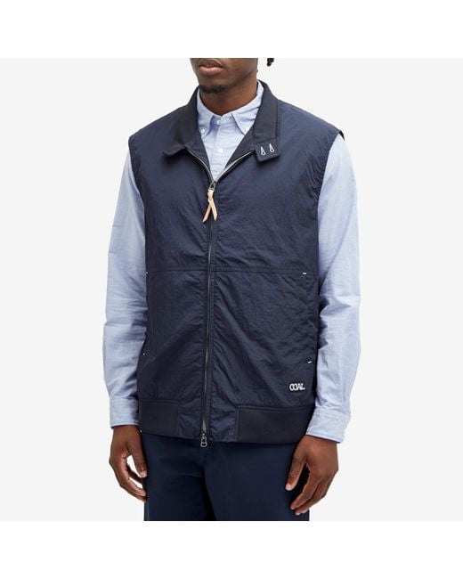 Nanamica Blue Zip Up Wind Vest for men