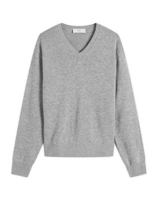 DUNST Gray Cashmere V-Neck Sweater
