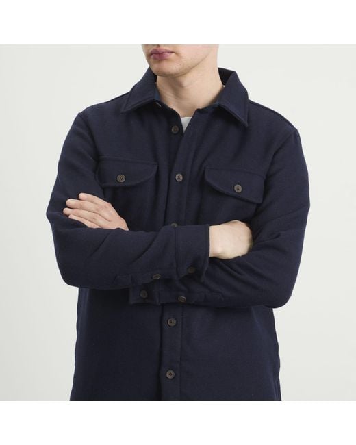 Wax London Blue Lomond Thick Wool Blend Overshirt for men