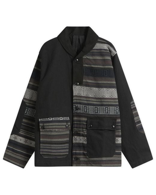 Maharishi Black Upcycled Patchwork Chore Jacket for men