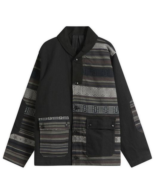 Maharishi Black Upcycled Patchwork Chore Jacket for men
