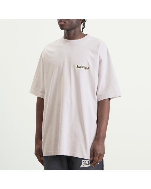 Balenciaga Gray Masking Tape Jersey T-Shirt for men