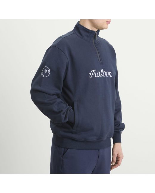 Malbon Blue Collegiate Quarter-Zip Sweatshirt for men