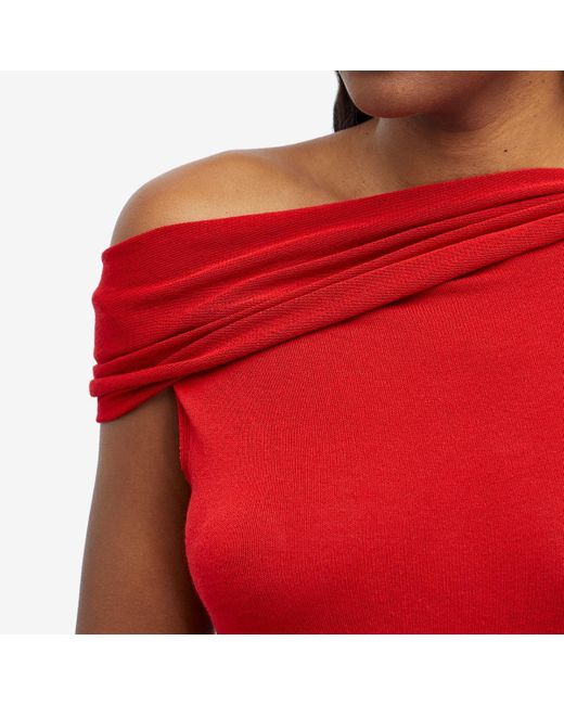 Rick Owens Red Twist Knit Top