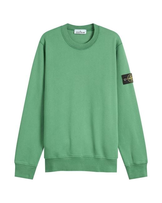 Stone Island Green Garment Dyed Crew Neck Sweatshirt for men