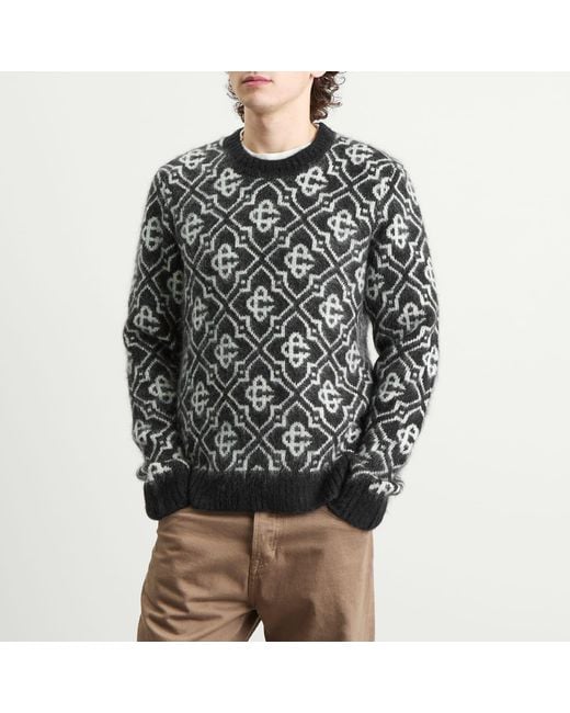 Casablanca Black Monogram Mohair Blend Crew Sweatshirt for men