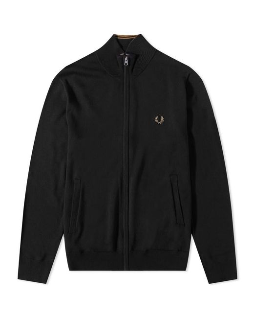 Fred Perry Classic Zip Through Cardigan in Black for Men Lyst