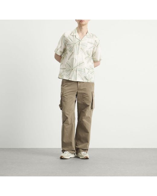 Corridor NYC Natural Linen Applique Short Sleeve Shirt for men