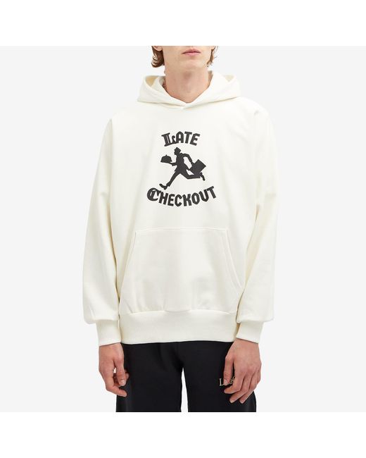 Late Checkout White Bellboy Popover Hoodie for men