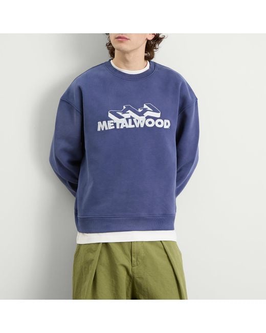 METALWOOD STUDIO Blue Mountaineer Crew Sweatshirt for men