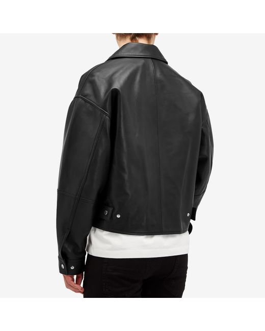 Amiri Black Ma Quad Leather Work Jacket for men