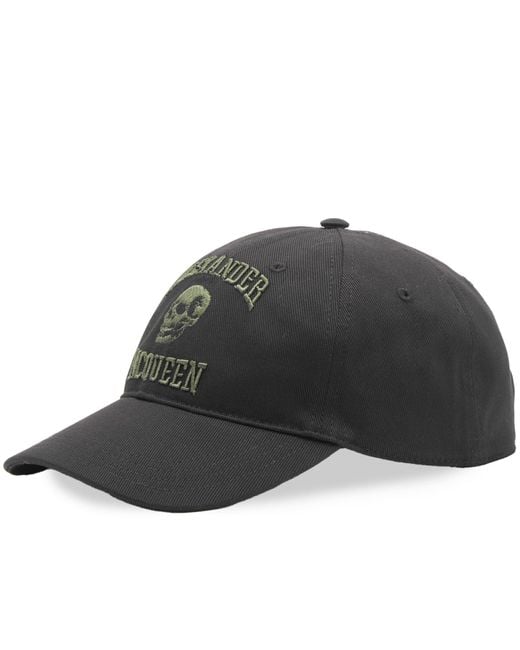 Alexander McQueen Black Varsity Skull Logo Cap for men