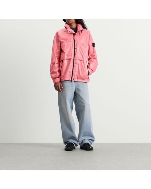 Stone Island Pink Light Nylon 3L-Tc Hooded Jacket for men
