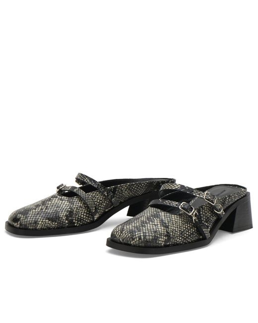 Justine Clenquet Black Andie Python Mules
