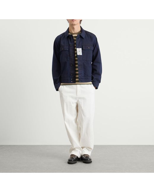 C P Company Blue Plated Denim Work Jacket for men