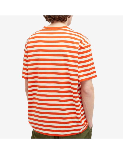 Sunspel Orange X Nigel Cabourn Stripe Pocket T-Shirt for men
