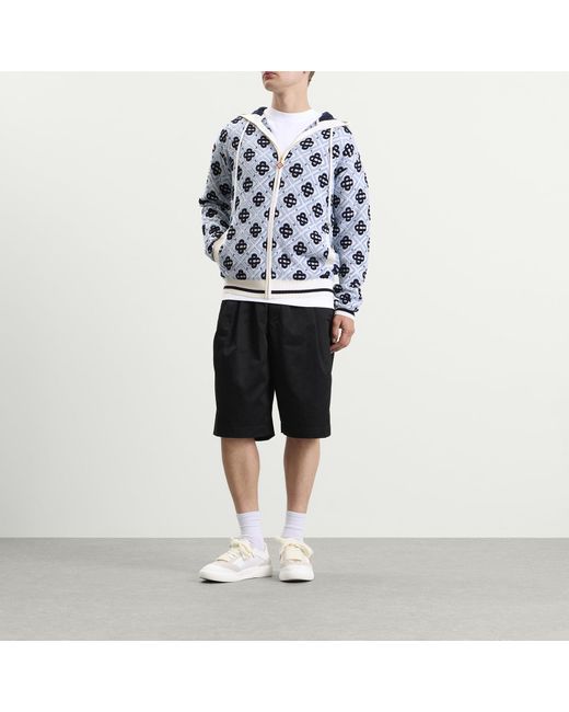 Casablanca Blue Monogram Zip Up Hoodie for men