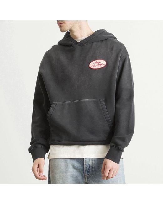 Amiri Gray Station Patch Oversized Hoodie for men